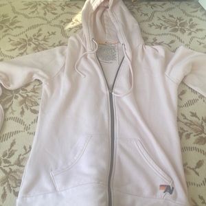 Aviator nation pink zip up hoodie with rose gold lighting bolt on the back